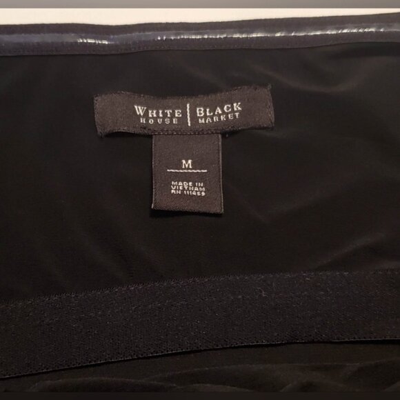 White House Black Market Black Sleeveless Front Ruffle Tie Halter Top Size M - Picture 3 of 6